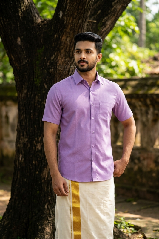 Pure Cotton Lavender Solid Shirt SLSHIRT 46 HS