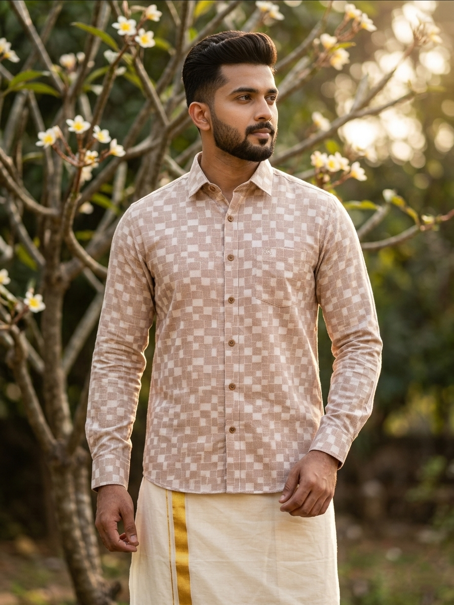 Southloom Pure Cotton Brown Check Shirt SLSHIRT 38 FS
