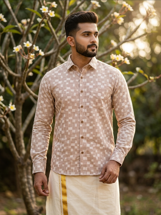 Southloom Pure Cotton Brown Check Shirt SLSHIRT 38FS