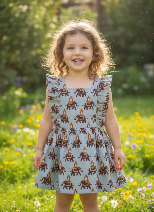 Southloom Pure Cotton Jaipur Printed Frocks for Girls (Age 1-2)