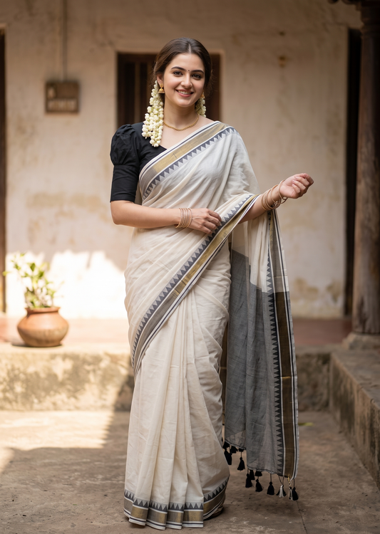 Southloom Mul Cotton 120 x 120 Soft Fabric Saree SL215