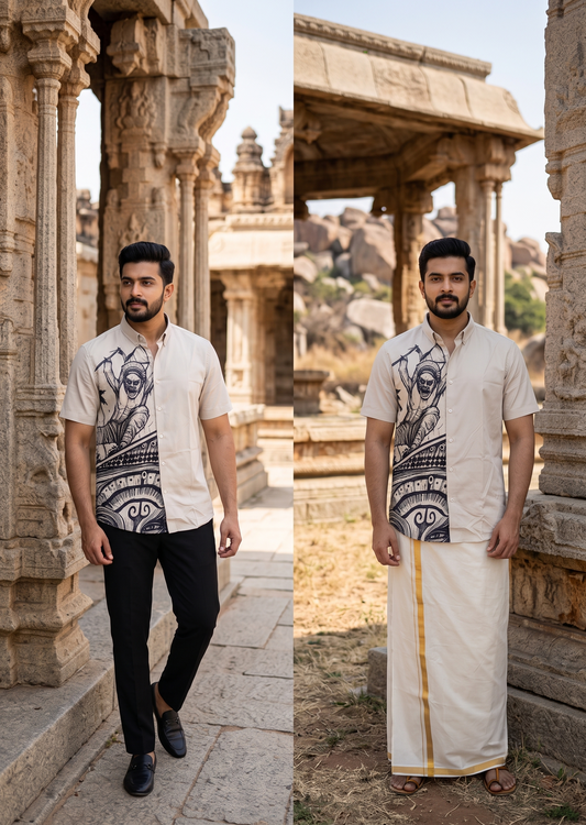 Southloom Ethinic Shirt With Floral Digital Printed for Men in Half Sleeve