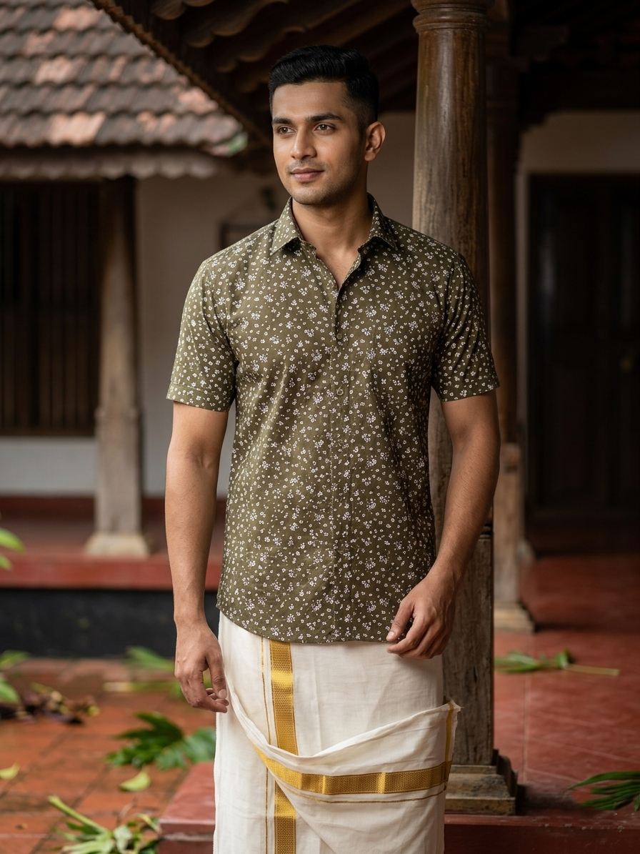 Pure Cotton Gray Printed Shirt SLSHIRT 38 HS