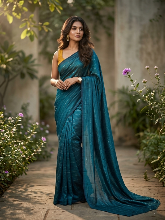 Southloom Desginer Vichithra Silks Saree in Blue