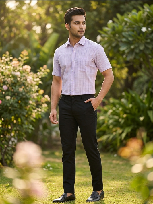 Southloom Pure Cotton Lavender Lines Shirt SLSHIRT 48 HS