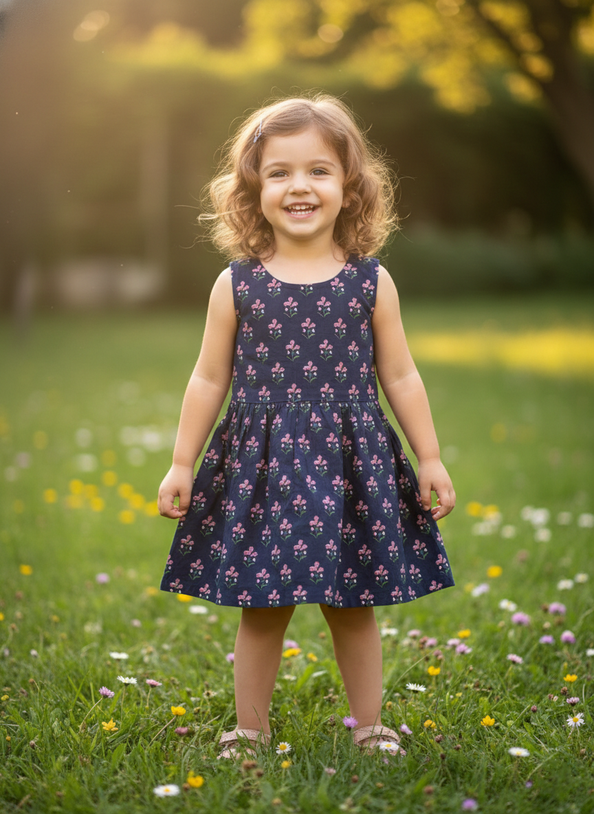 Southloom Pure Cotton Jaipur Printed Frocks for Girls (Age 1-2)