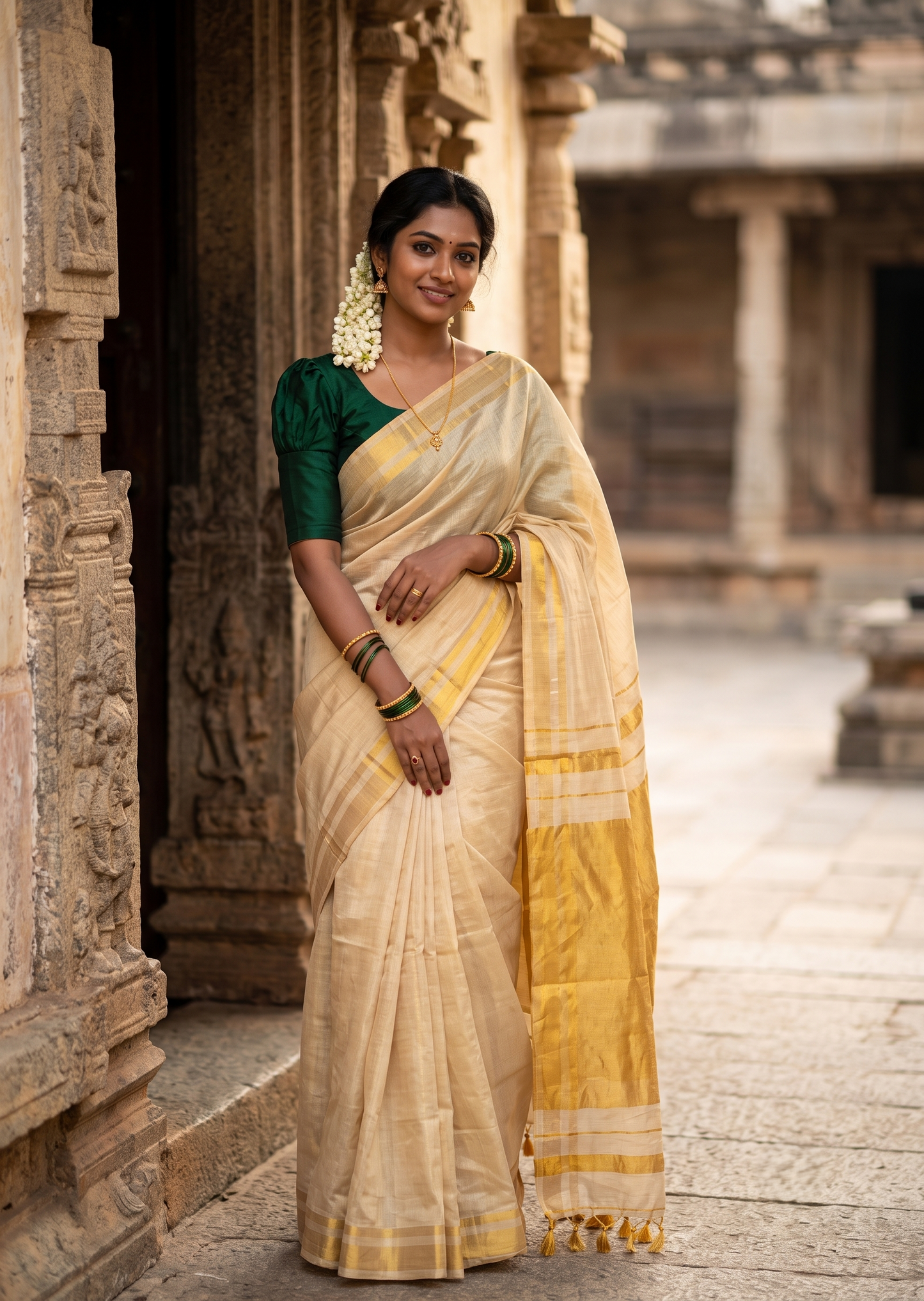 Southloom Tissue Mul Cotton 120 x 120 Soft Fabric Saree SL215