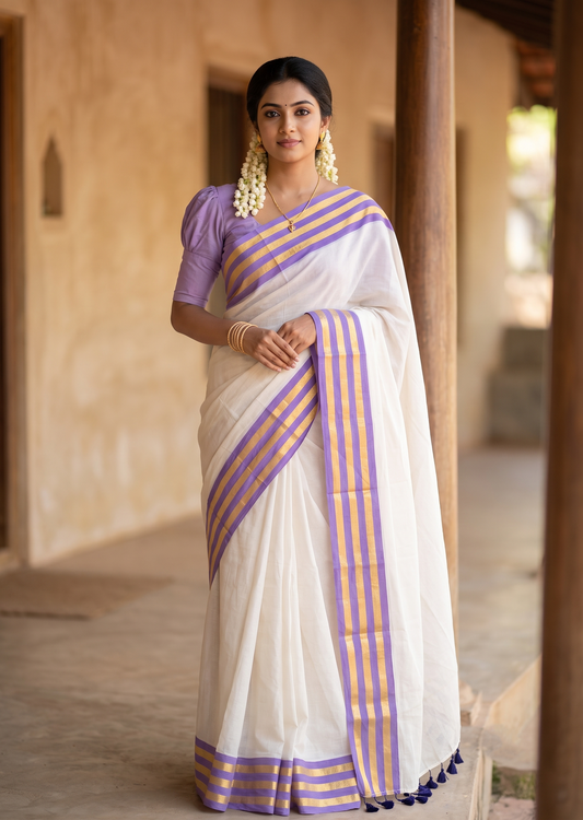 Southloom Mul Cotton 120 x 120 Soft Fabric Saree SL215