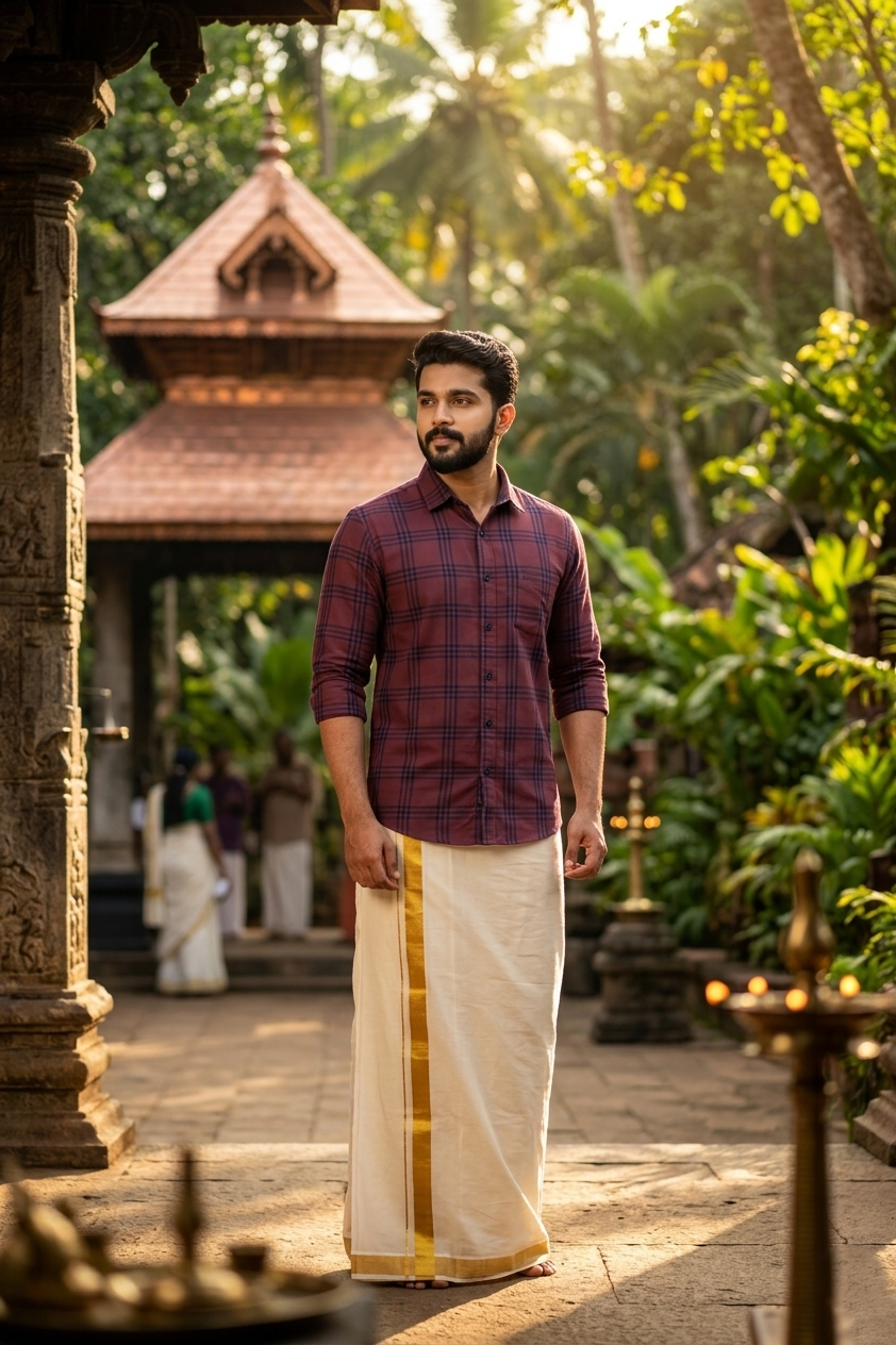 Pure Cotton Maroon Check Design Shirt SLSHIRT 38 FS