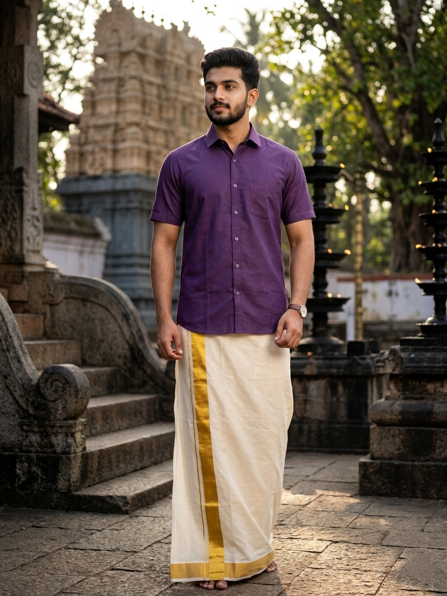 Southloom Pure Cotton Purple Plain Shirt SLSHIRT 38 HS