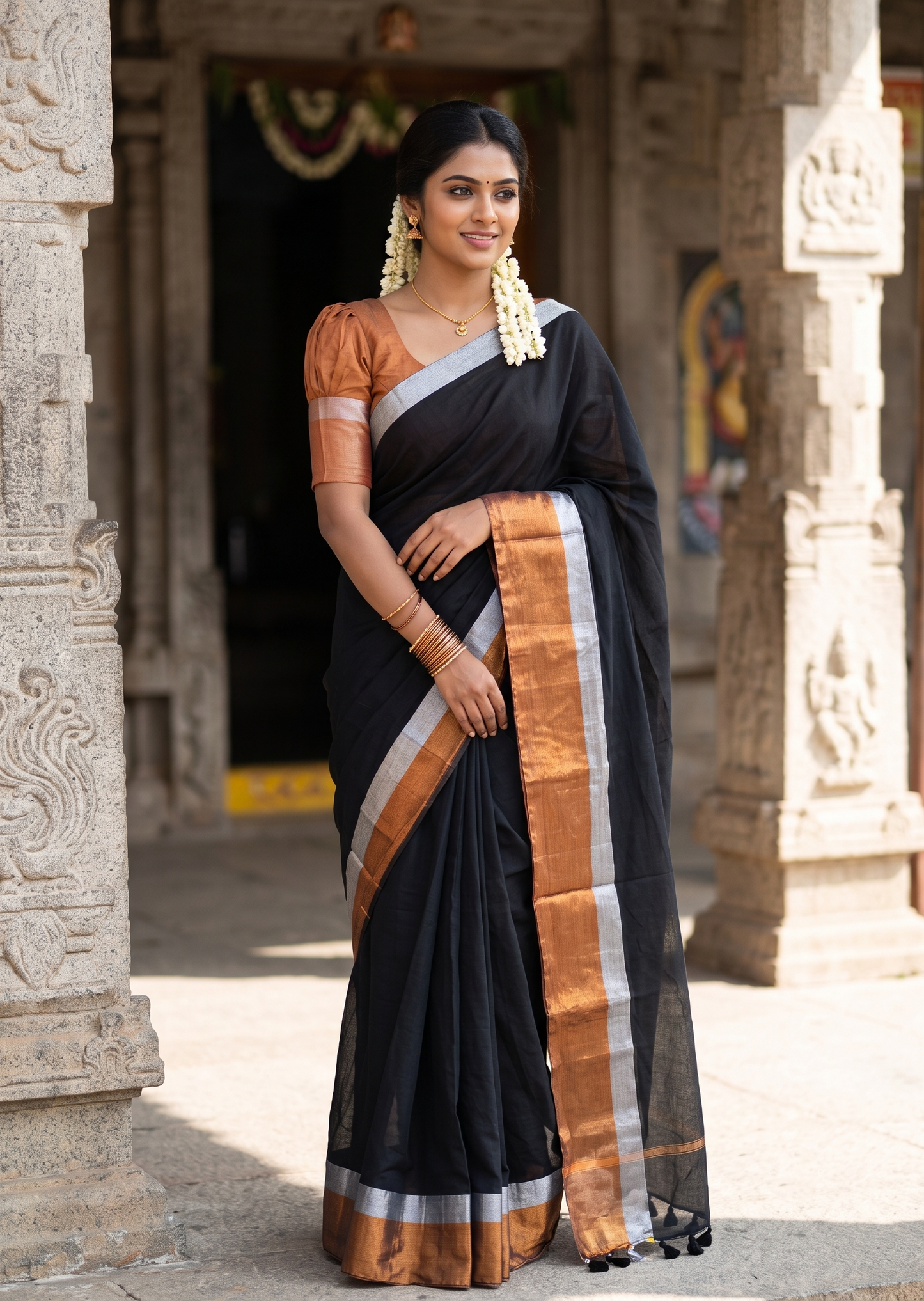 Southloom Mul Cotton 120 x 120 Soft Fabric Saree SL215
