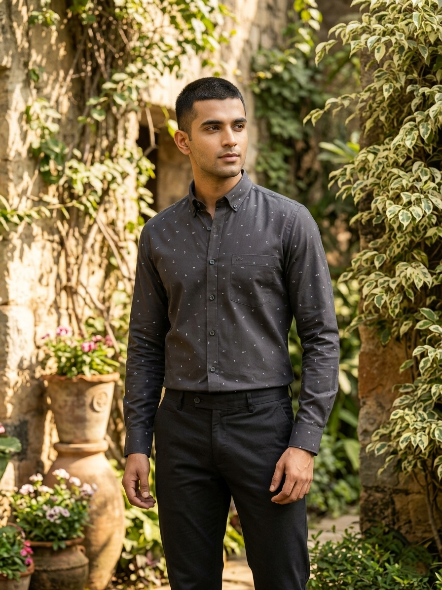 Pure Cotton Black Printed Shirt SLSHIRT 38 FS