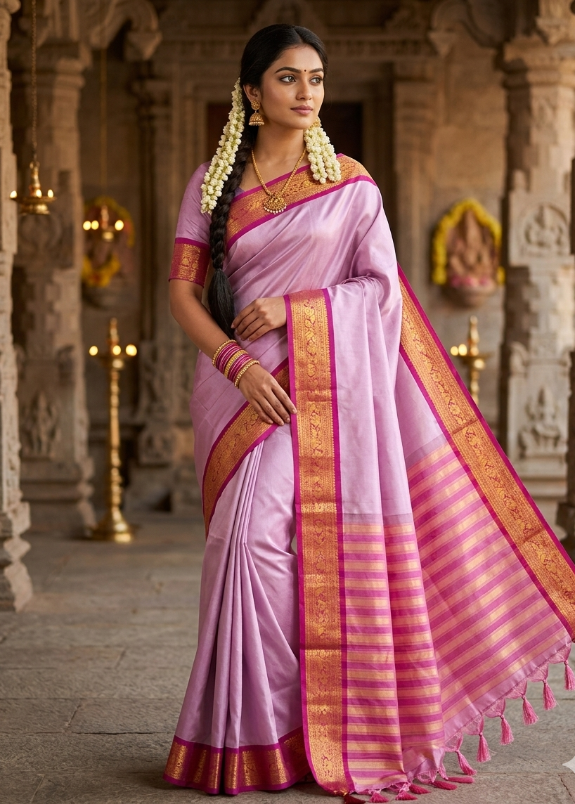 Semi Silk Zari Woven Border Saree SL173