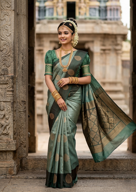 Southloom Pure Handloom Kanchipuram Silk Saree with Butta Work