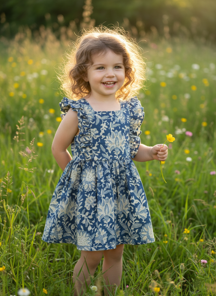 Southloom Pure Cotton Jaipur Printed Frocks for Girls (Age 1-2)