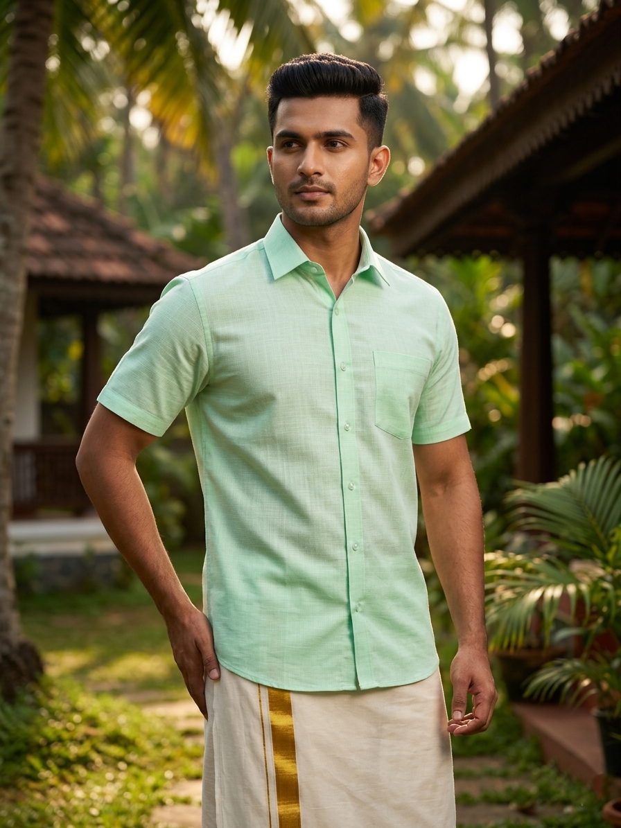 Southloom Pure Cotton Green Shirt SLSHIRT 48 HS