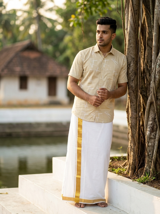 Pure Cotton Pastel Yellow Printed Shirt SLSHIRT 46 HS