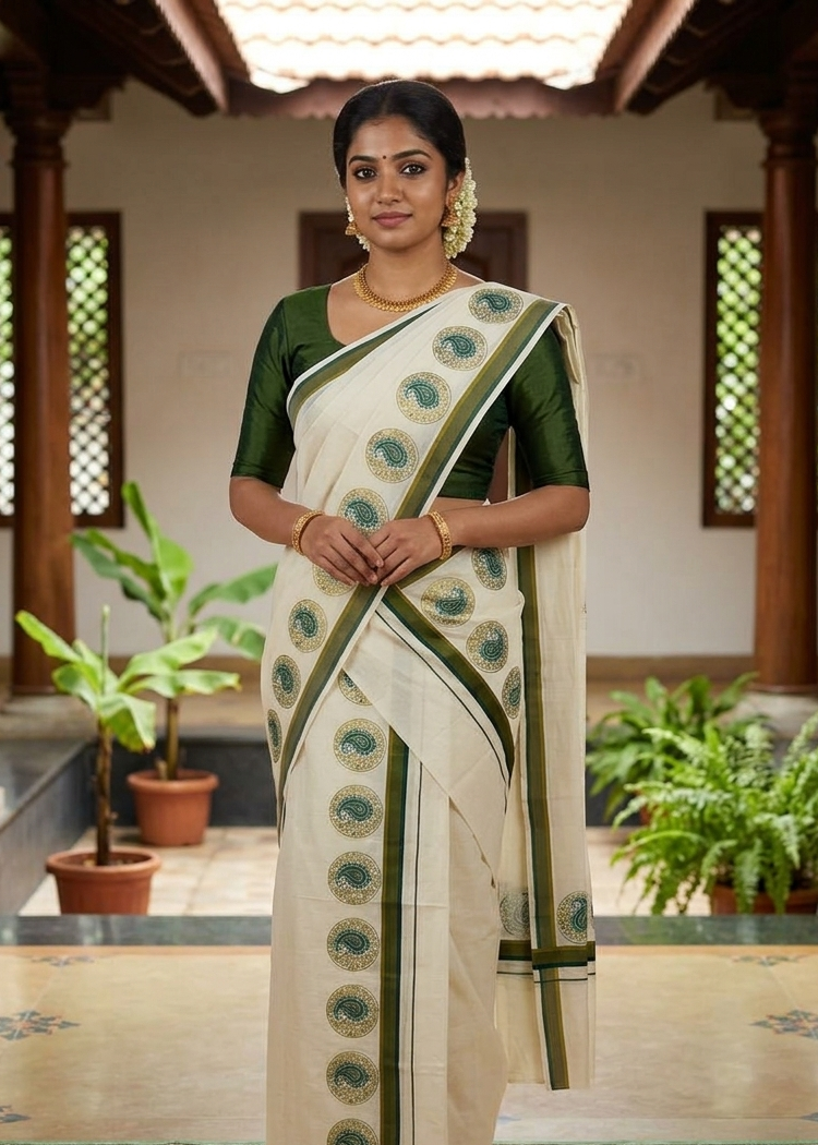 Kerala Cotton Printed Set Mundu (2.80m) SL335