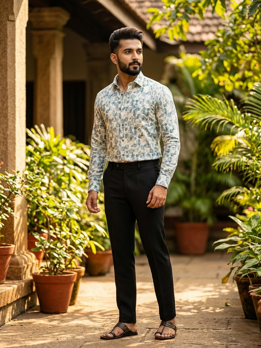Southloom Pure Cotton Green Printed Shirt SLSHIRT 40 FS