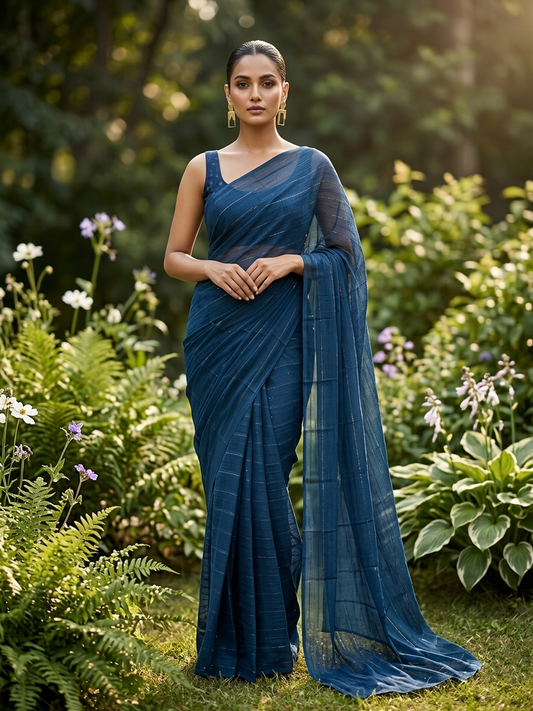 Southloom Desginer Vichithra Silks Saree in Blue