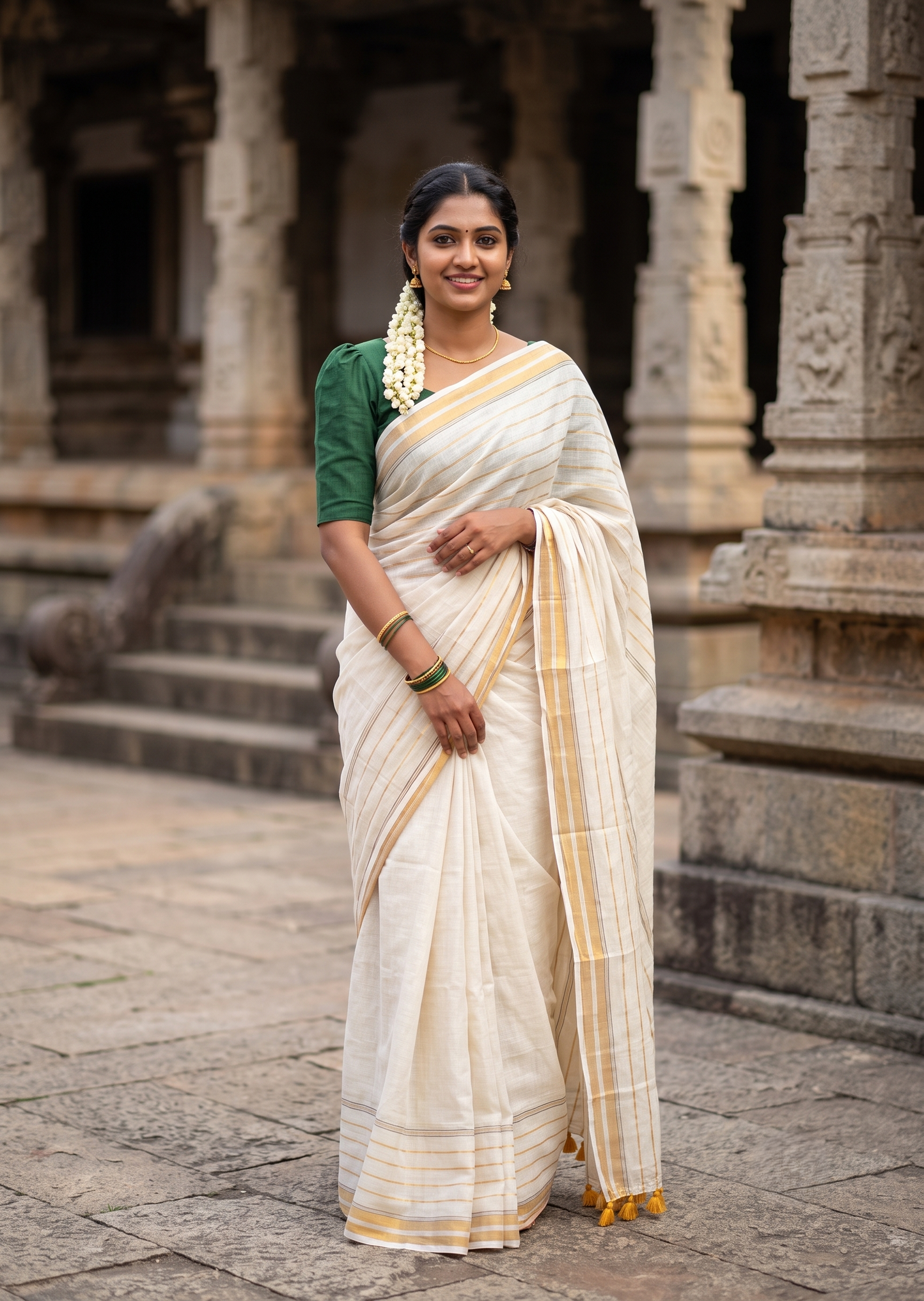 Southloom Mul Cotton 120 x 120 Soft Fabric Saree SL215