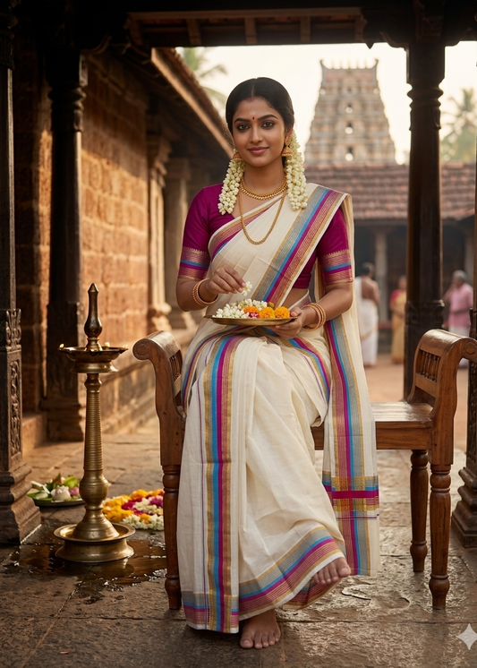 Kerala Cotton Kasavu With Kara Single Set Mundu (2.80 mtrs) SL419