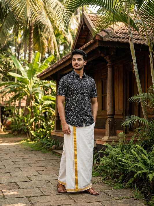 Pure Cotton Black Printed Shirt SLSHIRT 38 HS