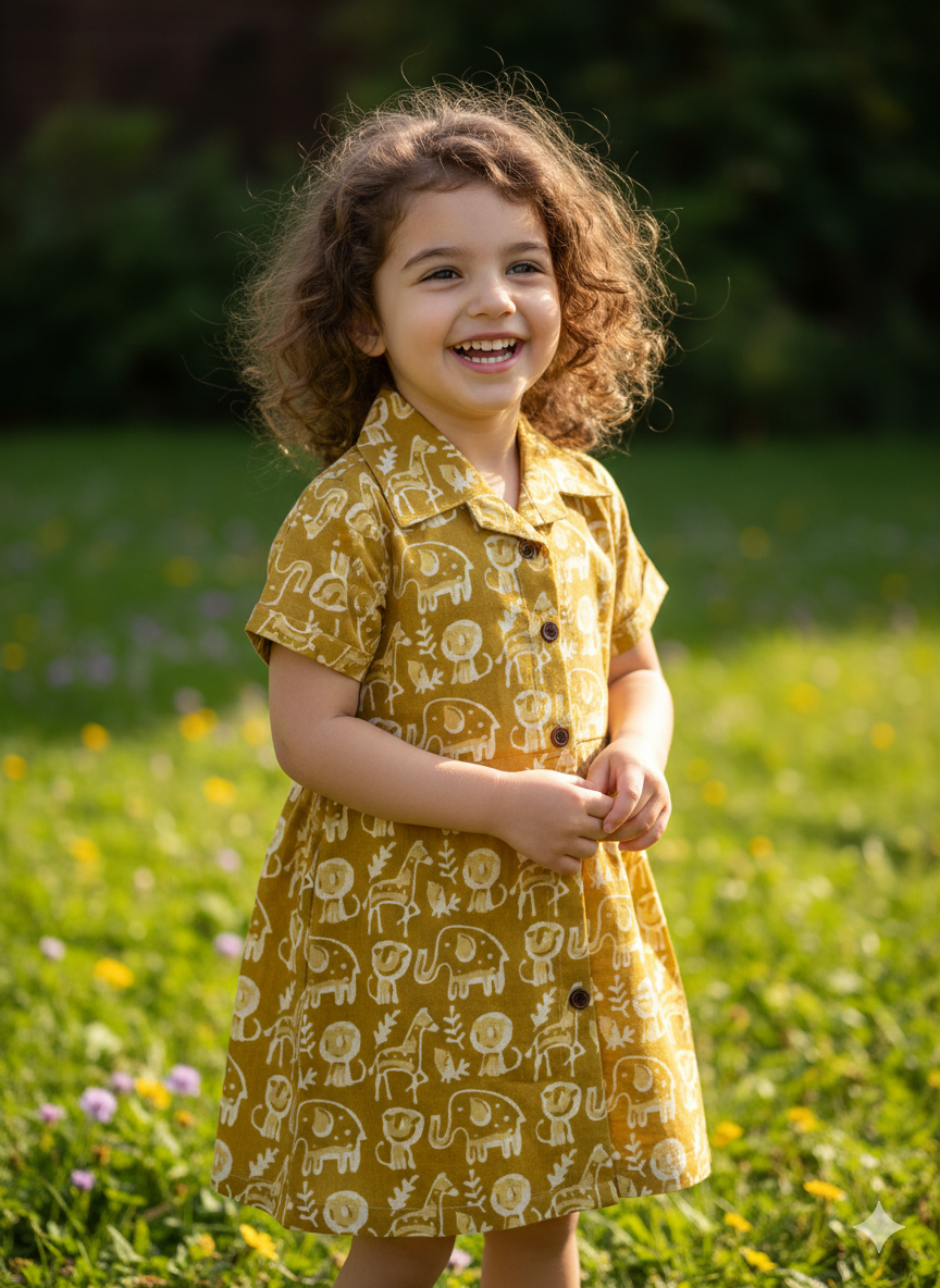 Southloom Pure Cotton Jaipur Printed Frocks for Girls (Age 1-2)