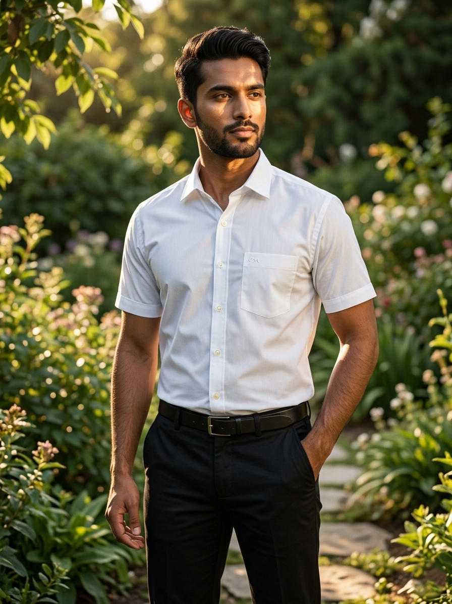 Southloom Cotton Pure White Plain Shirt SLSHIRT 38 HS (M)