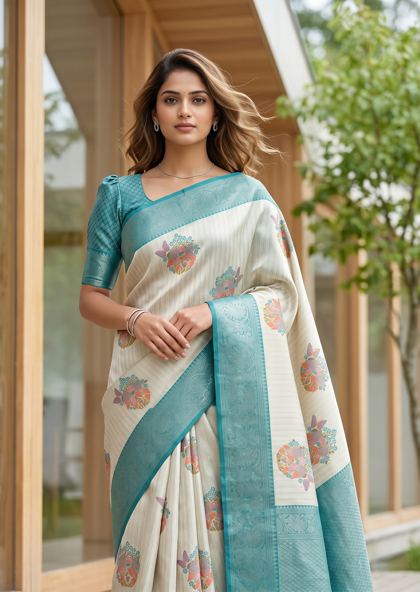 Southloom Kerala Tissue Silk With Butta Work On the Body