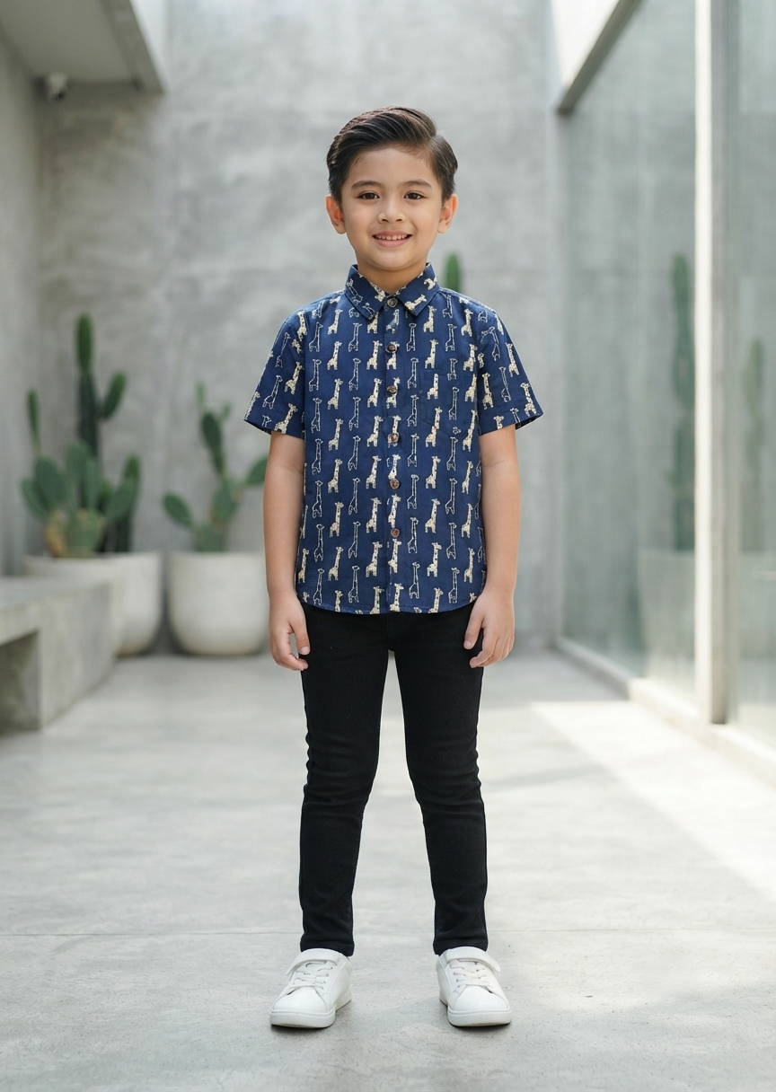 Southloom Pure Cotton Jaipur Printed Shirt For Kids Half Sleeves SL607