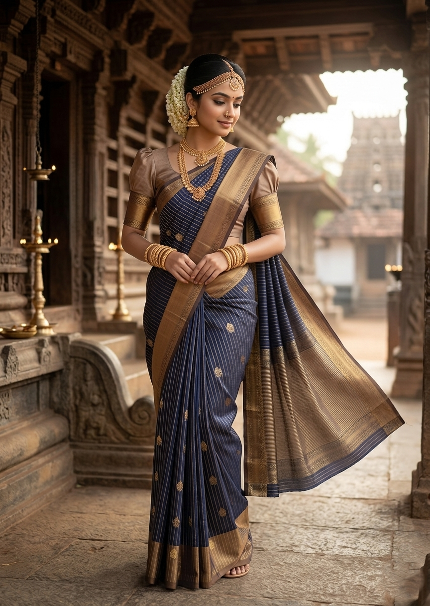Southloom Pure Handloom Kanchipuram Silk Saree with Butta Work