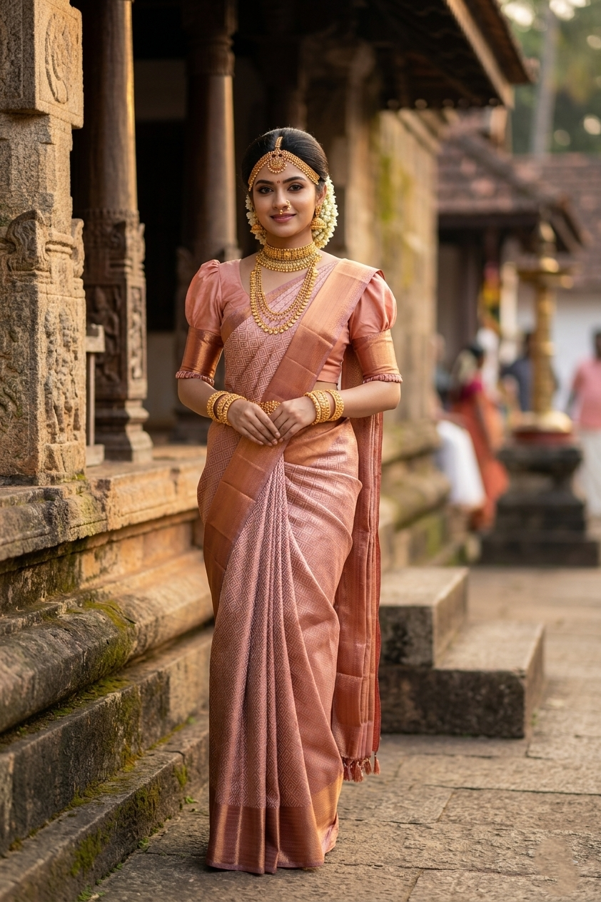Southloom Premium Semi Silk Zari Work Brocade Saree in Bridal Grey with Matching Pallu