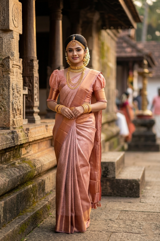 Southloom Premium Semi Silk Zari Work Brocade Saree in Bridal Grey with Matching Pallu