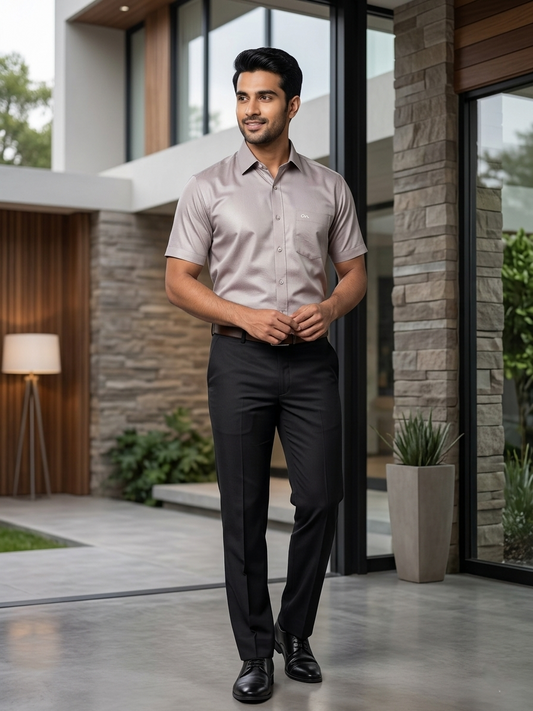 Southloom Pure Cotton Gray Plain Shirt SLSHIRT 38 HS