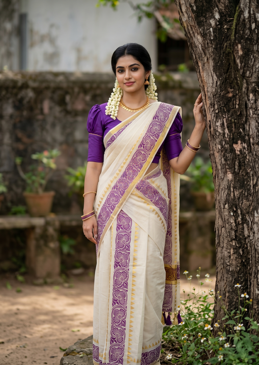 Cotton Printed Set Mund  With Tassels  In 2.80 mtrs  SL280