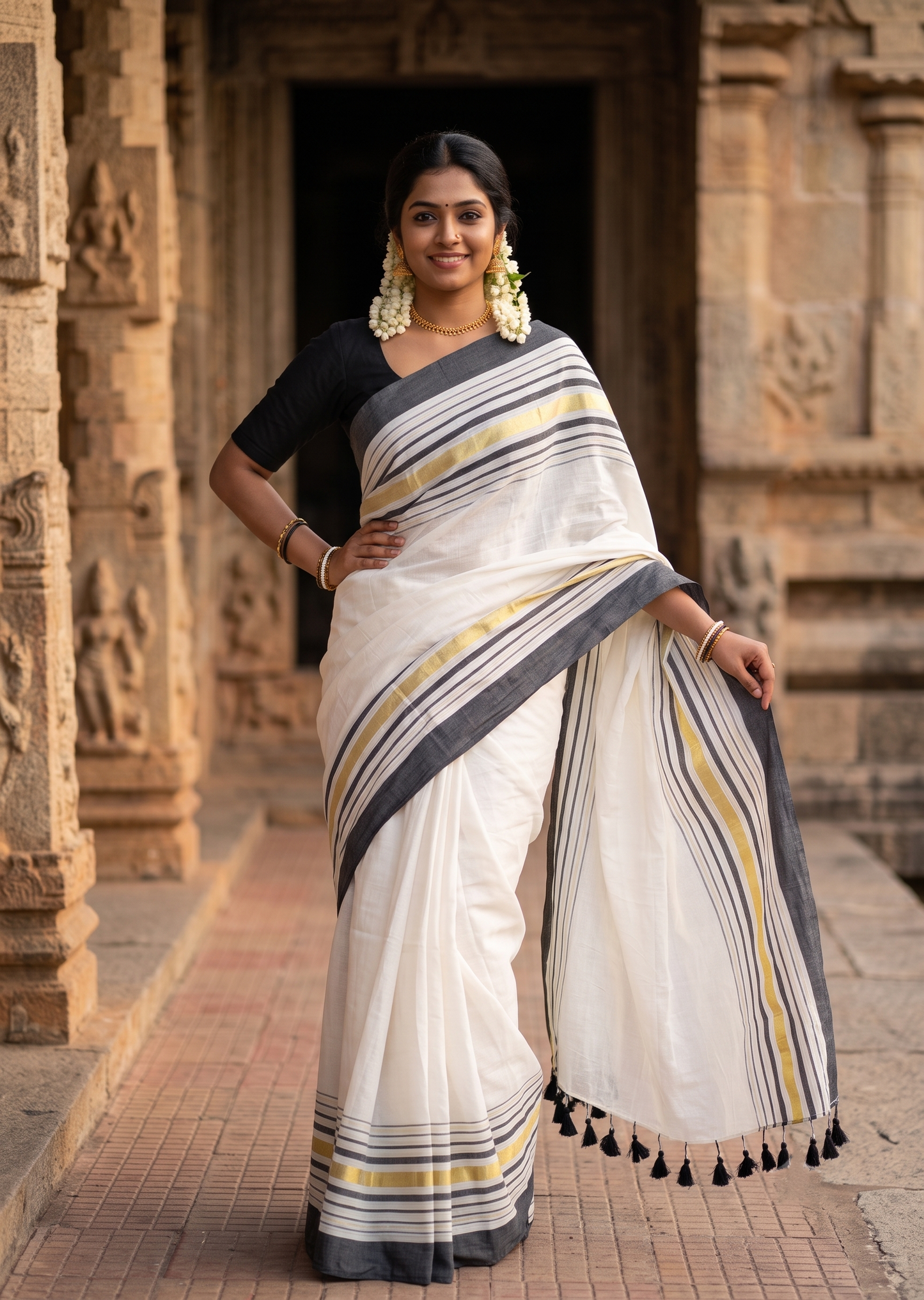 Southloom Mul Cotton 120 x 120 Soft Fabric Saree SL215