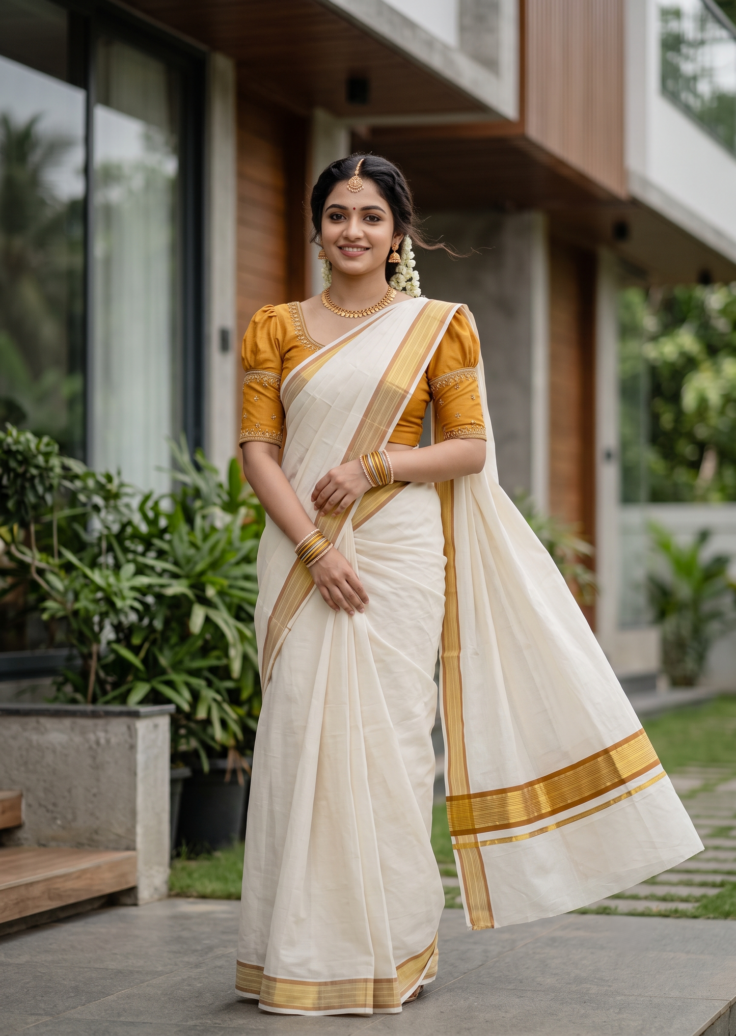 Southloom Super Premium Balaramapuram Handloom Cotton Saree With  Golden&Yellow Border