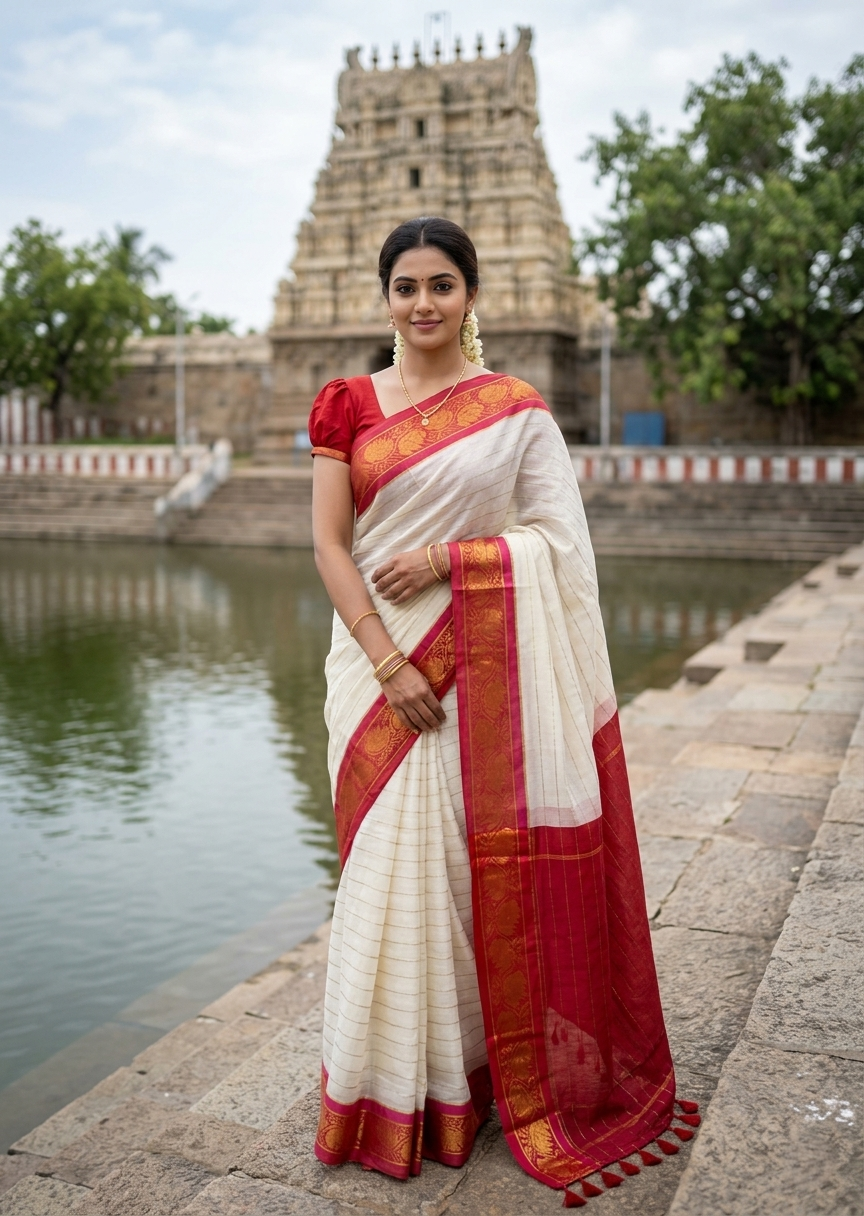 Southloom Mul Cotton 120 x 120 Soft Fabric Saree SL215