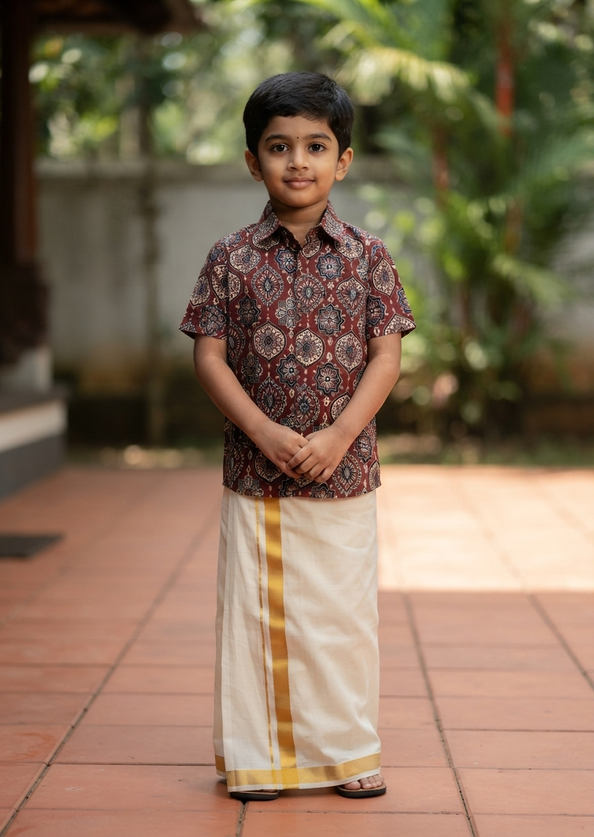 Southloom Pure Cotton Jaipur Printed Shirt For Kids Half Sleeves SL607