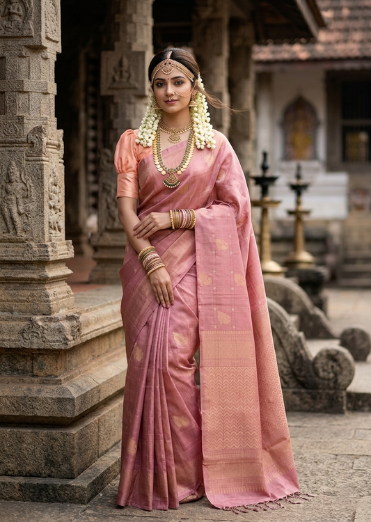 Southloom Pure Handloom Bridal Kanchipuram Silk Saree with Korvai Work
