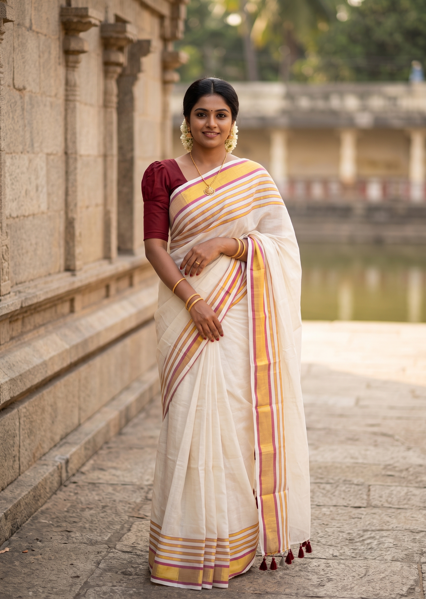 Southloom Mul Cotton 120 x 120 Soft Fabric Saree SL215