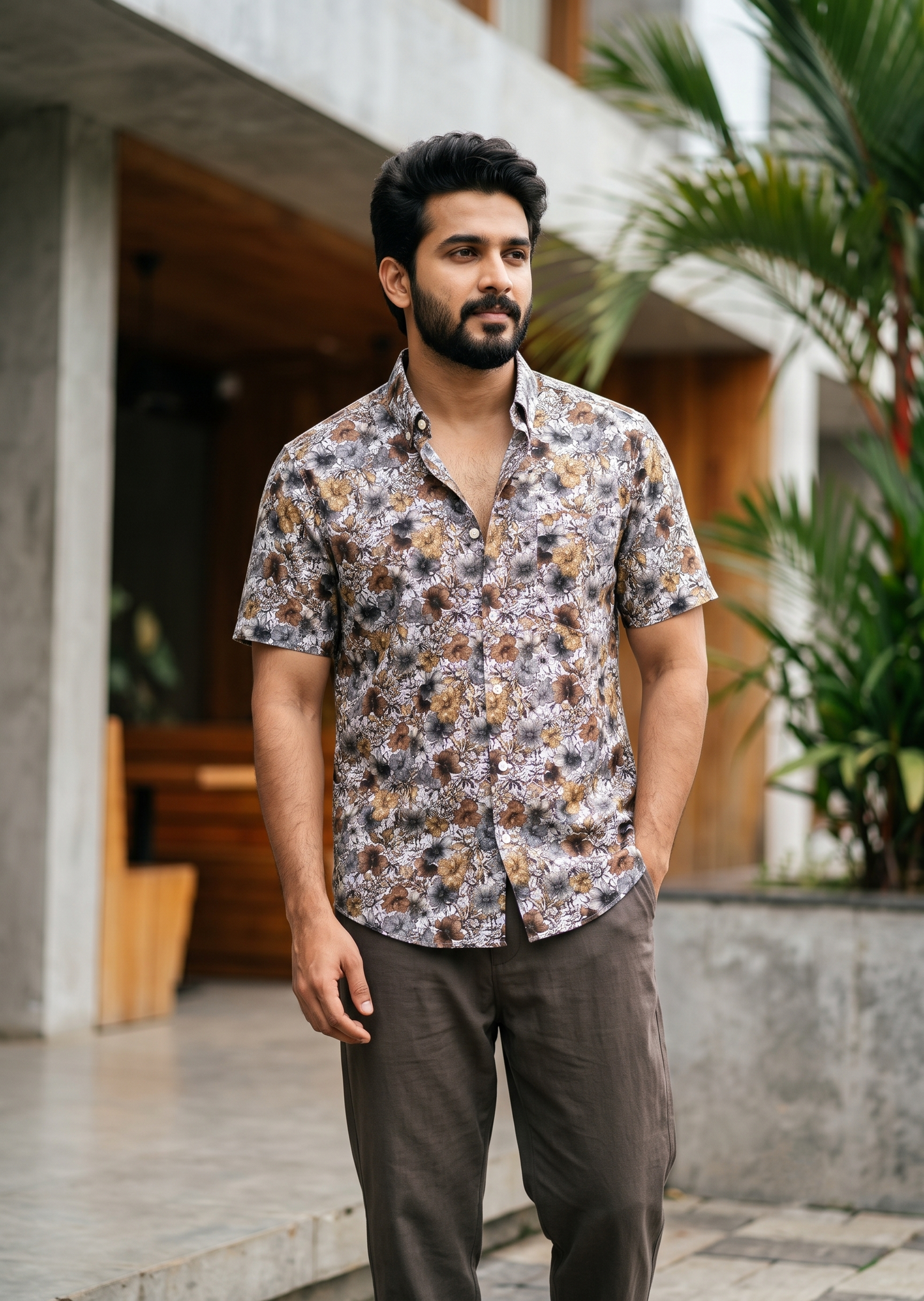 Southloom Casual Floral Printed Shirt for Men in Half Sleeve SL608