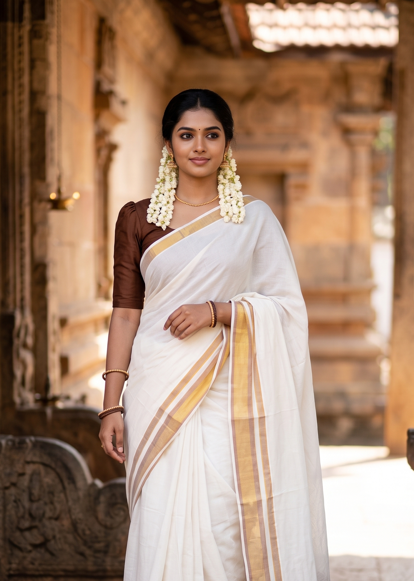 Southloom Mul Cotton 120 x 120 Soft Fabric Saree SL215
