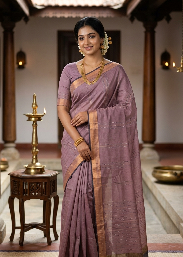 Pink Semi Tussar Saree SL237