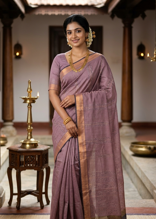 Pink Semi Tussar Saree SL237