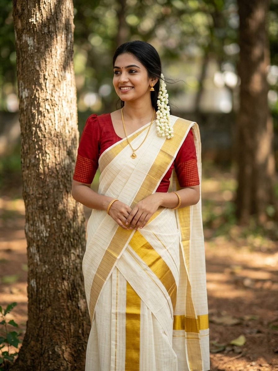 Southloom Pure Cotton Kerala Kasavu Set Mundu Mundum Neriyathum Kasa southloom-pure-cotton-kerala-kasavu-set-mundu-mundum-neriyathum-kasa
