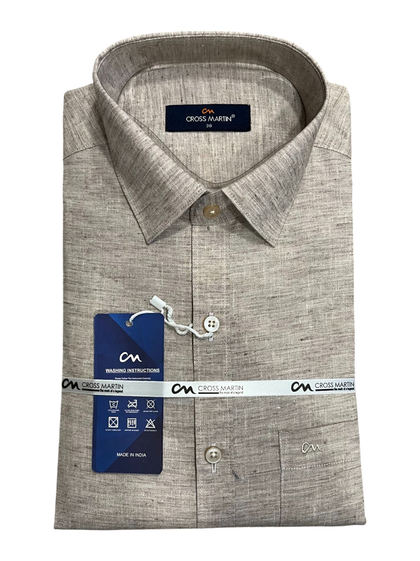 Southloom Pure Cotton Gray Plain Shirt (38 FS)