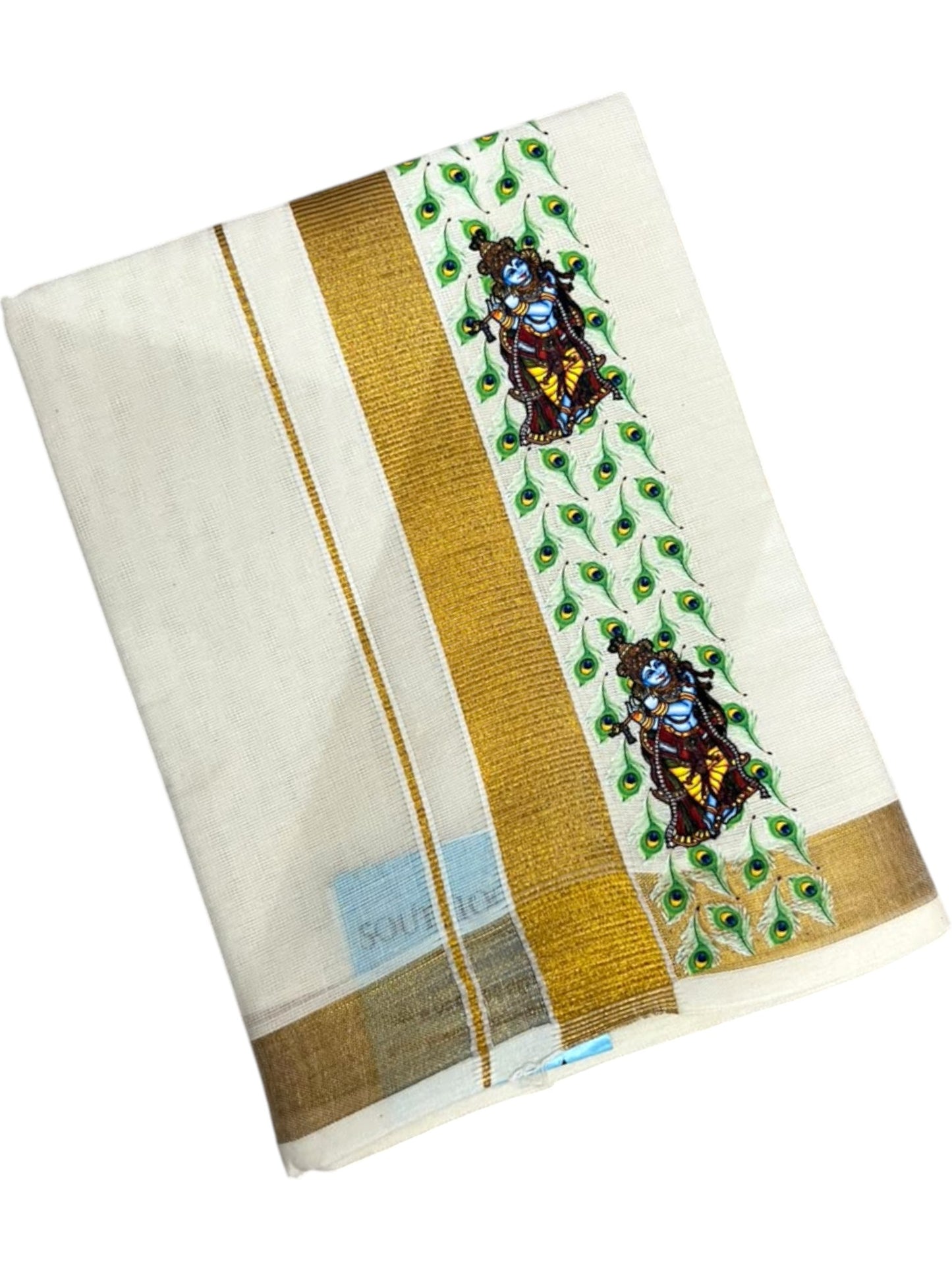 Southloom Cotton Kasavu Printed Kids's Velcro Mundu SLK