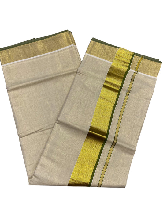 Southloom Kerala Tissue Kasavu Plain Saree With Green Border